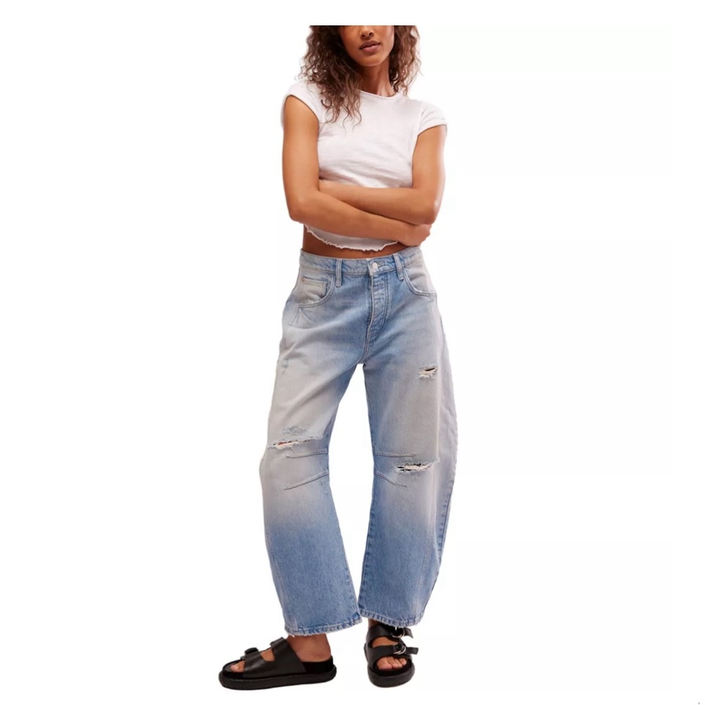 Free People Luck You Mid-Rise Barrel Jean Size 30